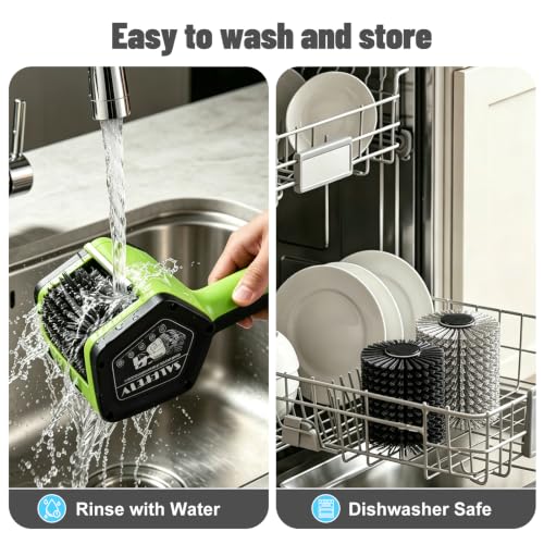 Electric Grill Brush,2-Speed Rechargeable BBQ Grill Cleaner, up to 160 min Runtime, 304 Stainless Steel Brush, LED Light, 2 Brush Heads Included, Most Outdoor Grill Grates - color: Green