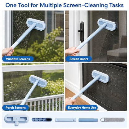 2026 New Window Screen Cleaning Brush, 4-in-1 Multi-Functional Cleaning Tool, Screen Cleaning Brush, Mesh Screen Cleaner, Gentle for Cleaning Dust and Hair