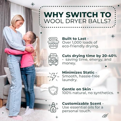 Chemical Free & Baby Safe! Reusable Wool Dryer Balls XL 6-Pack - Reduces Static, Cuts Dry Time, & Softens Naturally - color: 6 Penguins