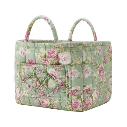 Boho Fabric Storage Basket, Large Capacity Laundry Basket, 12.2'' x 10.23'' x 10.23'' Collapsible Laundry Hamper with Easy Carry Handles (Army Green, L) - color: Army Green