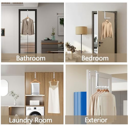 Uenhoy Foldable Over The Door Hanger Hooks for Clothes, Coat Hanger, White