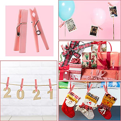 60Pcs Mini Clothespins for Baby Shower Games Girl Pink Clothes Pins 1.4Inch - color: Pink