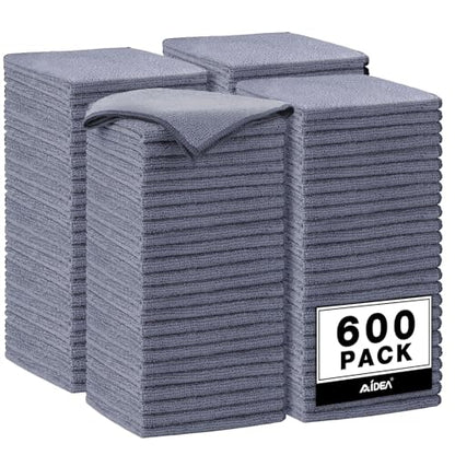 AIDEA Microfiber Cleaning Cloth Grey, 600PK, Microfiber Towels 12×12" - color: Grey, size: 600PK