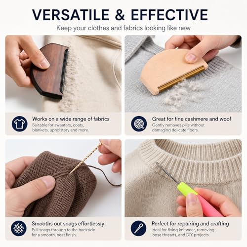 Cashmere Combs, Sweater De-Pilling Tool, with Case, 2Pcs