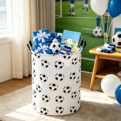 QUEENLALA Foldable Waterproof Round Fabric Laundry Basket Home, Football - color: Round-Football