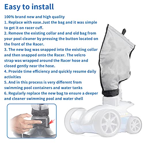 360240 Racer Pool Cleaner Debris Bag Kit/with Hook & Loop Fastener, for Pentair Automatic Pool Cleaner Replacement Parts 360228 & LS 360330 Pool Cleaner Pentair Rover Vacuum Bag (2 Pack)