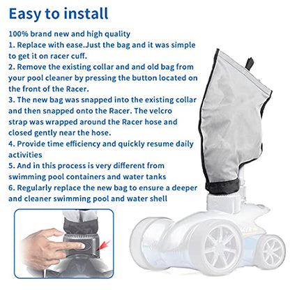 360240 Racer Pool Cleaner Debris Bag Kit/with Hook & Loop Fastener, for Pentair Automatic Pool Cleaner Replacement Parts 360228 & LS 360330 Pool Cleaner Pentair Rover Vacuum Bag (2 Pack)