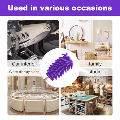 Microfiber Feather Duster with 29 in Telescoping Pole and Bendable Head for Ceiling Fans, Ceilings, Blinds, Furniture and Cars, Purple - color: Purple