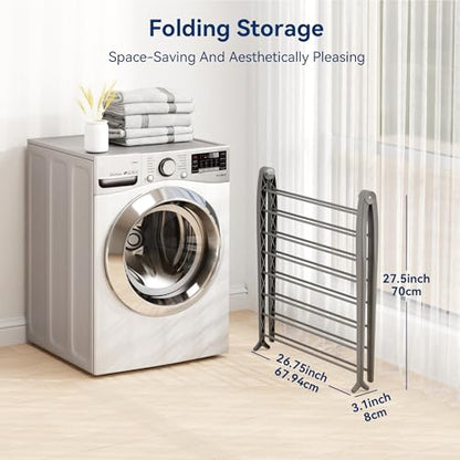 Whitmor Spacemaker Folding Drying Rack, Indoor Clothes Organizer with Patent-Pending Design, Space Saving, 6" L x 26" W x 51.5" H, Grey - color: Gray
