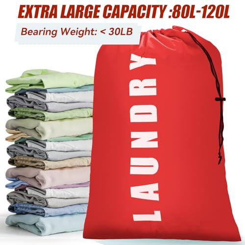 Isink Laundry Bag, 2 Pack Travel Laundry Bags for Dirty Clothes, Large Laundry Bags for Camping & Traveling, Dirty Clothes Travel Bag, 24" x 36" (Black + Red) - color: Laundry Bags (Black + Red)
