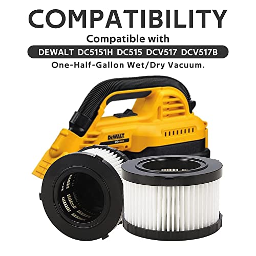 4 Pcs DC5151H HEPA Filter Compatible with DEWALT DC5151H DC515 DCV517 - size: 4 Pack + 8 Foam Filters