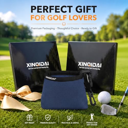 Waterproof Golf Club Cleaner Bag and Golf Ball Washer with Clip,Dark Blue - color: Dark Blue
