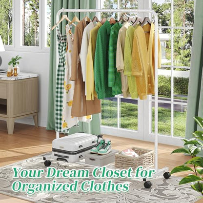 Simple Trending Clothes Clothing Garment Rack, Clothes Organizer, White - color: White, size: 14.75"D x 43.5"W x 54.25"H
