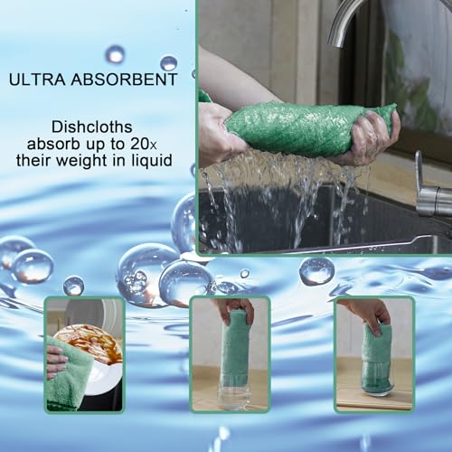 kimteny 12 Pack Microfiber Kitchen Dish Towels for Washing Dishes, Green - color: Green, size: 13x28 - 12 Pack