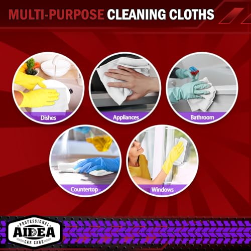 AIDEA White Microfiber Cleaning Cloth 10PK, Cleaning Rags 12×12" - color: White, size: 10PK