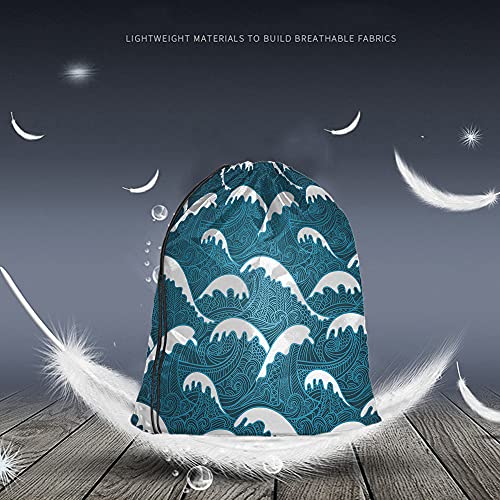 Unisex Adult Modern Vintage Blue Abstract Sports Multi-Sport Drawstring Backpack, 14x16.9 Inch, Waterproof, Polyester, 2 Compartments - color: Multi-a08