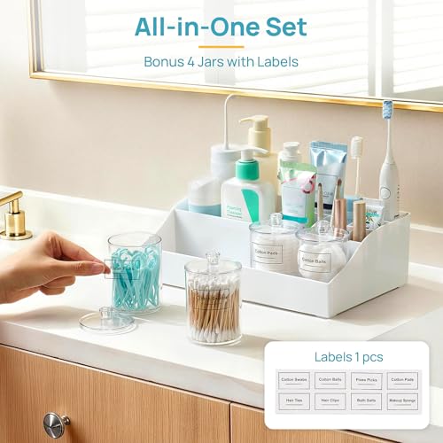 Vtopmart 5 PCS Bathroom Countertop Organizer Sets, White - color: White