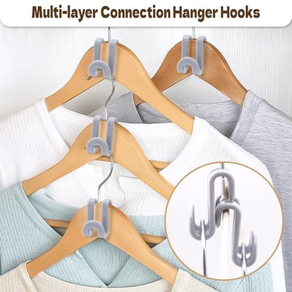 Mlici 60 Pcs Space Saving Hanger Connector Hooks for Closet Organizer, Gray - color: Gray