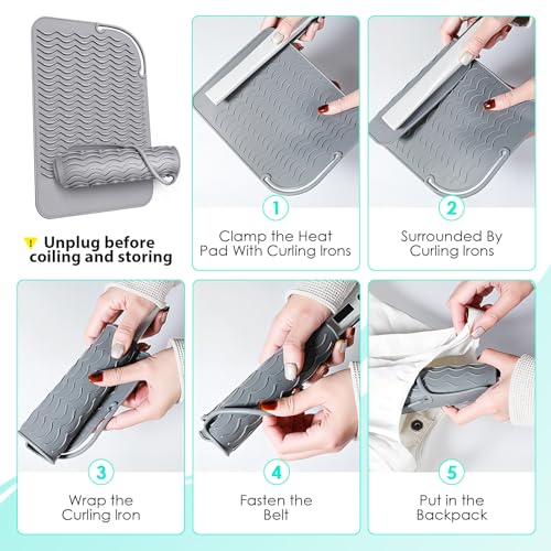 TENOC Heat Resistant Mat for Curling Iron & Flat Irons, Gray
