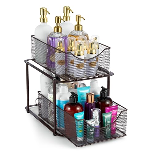 Sorbus Pull-Out Under Sink Organizer, Mesh Construction (Bronze, 1 Pack) - color: Bronze, size: 1 Pack