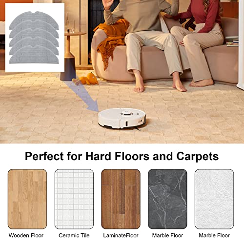 5 Pcs Mop Pads for Roborock S8 Pro Ultra Robot Vacuum, Washable Reusable Mopping Pad Replacement Accessories