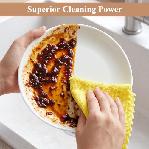 30 Pack Microfiber Cleaning Cloths, Dish Towels for Kitchen, Car, Bathroom - color: Yellow
