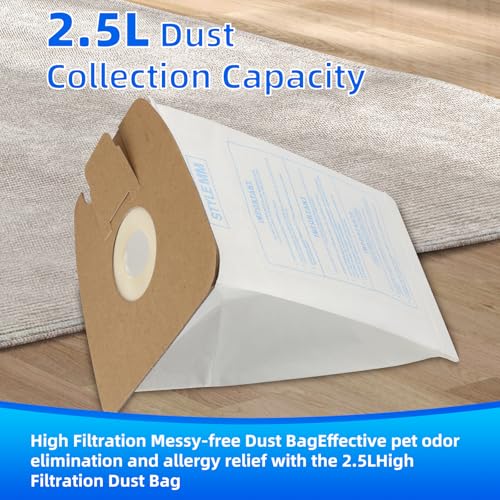 20 Pack Replacement Filtration MM Paper Vacuum Cleaner Bags Compatible with Eureka & Sanitaire Style MM 3670 3680 60295, 60295A, 60295B 60295C, 60296 & 60297A. Replaces Part# 60295C