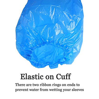 Yzurbu Disposable Arm Sleeves, Plastic Waterproof Oversleeves Protector Covers with Elastic on Cuff - color: Blue - 100pcs