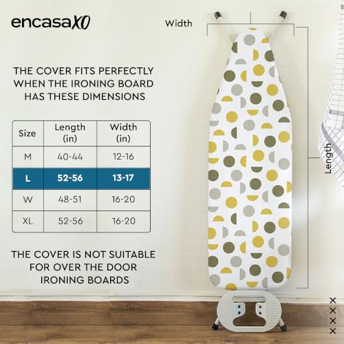 Encasa XO Ironing Board Cover and Pad 54"x15" Large, Thick Felt - color: Daisy Beige, size: Large (54"x15")