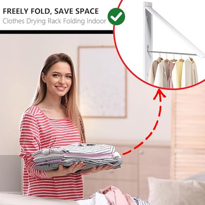 Ithywat Retractable Clothes Drying Rack,Space Saver Wall Mounted Folding Hanger for Laundry Room,Closet Storage Organization,Easy Installation Aluminum Dryer White