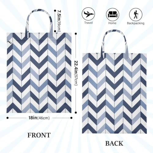 Travel Laundry Bags 2 PC Wet Dry Bag with Handle Dirty Clothes Organizer for Swimsuits Beach Camping Waterproof Washable Navy Blue Herringbone - color: Navy Blue Herringbone