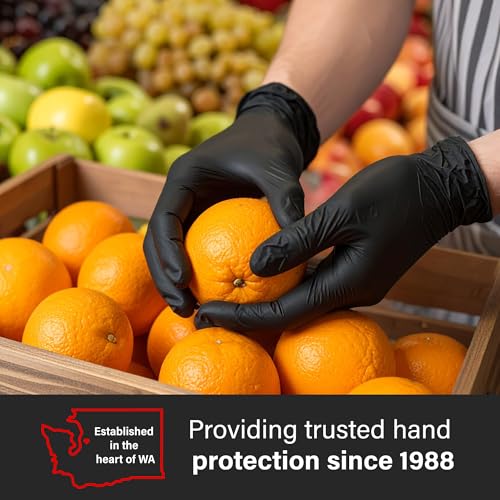 GLOVEWORKS Nitrile Gloves Disposable 5 mil Black Size Small Box of 100 - color: Black, size: Small