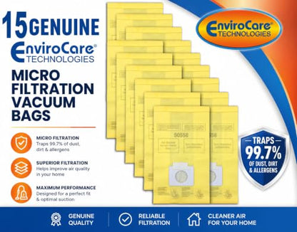 Envirocare Replacement Vacuum Bags Compatible with Kenmore Canister Type C/Q. 5055, 50557 and 50558 Panasonic Type C-5 Vacuums,15 pack