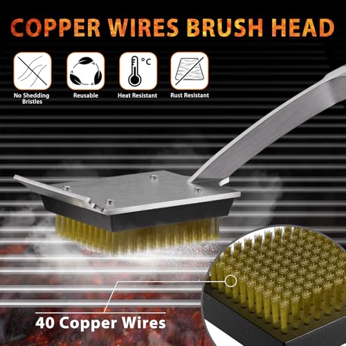 ENLOY 2-Pack Copper Wire Grill Brush Replacement Heads - color: 2 Pack Grill Brush Heads