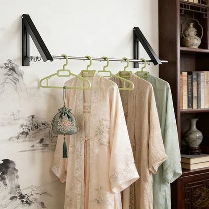 FOLAI 2-Piece Drill-Free Folding Clothes Drying Rack (Black) - color: Black, size: 2-Piece