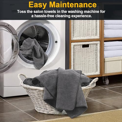UNIMADE Salon Towels 24 Pack, Super Soft Microfiber Gym Towels - color: Grey, size: 24PK