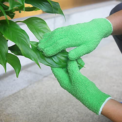 Evridwear Microfiber Dusting Gloves 2 Pairs (Green + Gray)