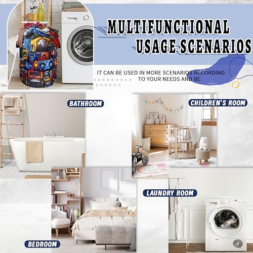 Retro Radio Tape Laundry Basket Oxford Cloth Foldable Hamper 18.9x16.5 Inch - color: Retro Radio Tape Pattern