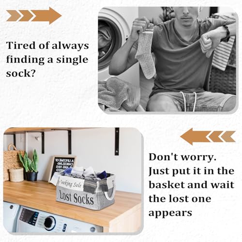 Lost Socks Basket for Laundry Room, Fabric Missing Sock Holder, Gray - color: Grey