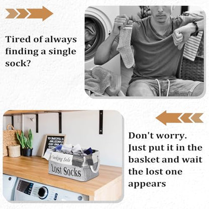 Lost Socks Basket for Laundry Room, Fabric Missing Sock Holder, Gray - color: Grey