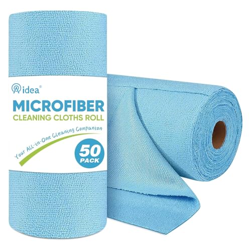 AIDEA Microfiber Cleaning Cloth Roll-50PK, Blue Shop Towels 11.5"×11.5" - color: Blue