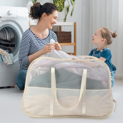 Collapsible Laundry Baskets with Easy Carry Handles, 95L Clothes Hamper for Storage, Foldable Laundry Basket Tear-proof, Large Pop Up Hampers for Laundry, Bedroom, Bathroom, Dorm Beige - style: Beige