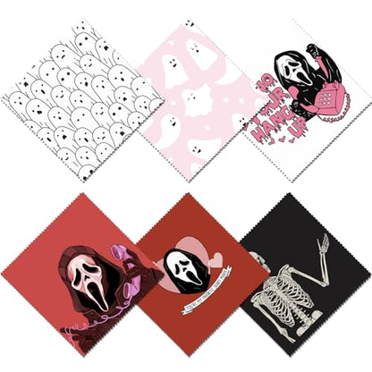 6 PCS Glasses Cleaning Cloth Eyeglass Cleaning Cloth Lens Eyeglasses Microfiber Cute Aesthetic Cloth for Unisex Women Girls Reusable Phone Screens Camera Multi-Patterns(6.3"x6.3")-Skull - color: N11-skull