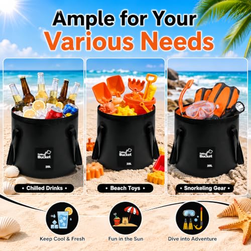5 Gallon 3 Pack Collapsible Bucket,Black - color: Black, size: 5 Gallon