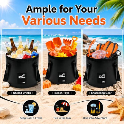 5 Gallon 3 Pack Collapsible Bucket,Black - color: Black, size: 5 Gallon