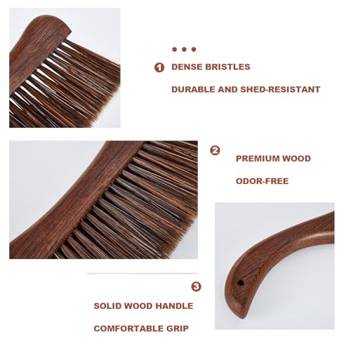 Hand Broom Soft Bristles Duster with Solid Wood Handle Quick Dusting Brush for Sofa Bed Furniture Musical Instruments (Rosewood) - color: Rosewood