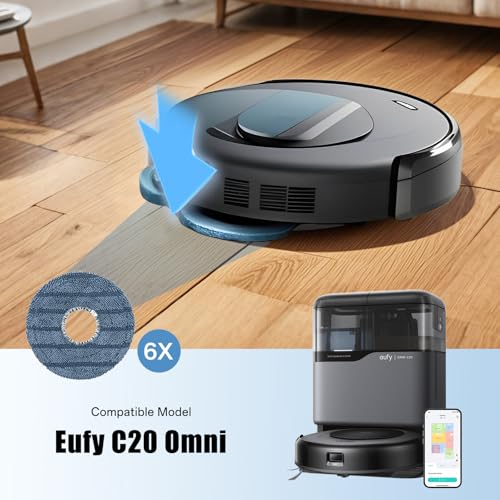 6-Pack C20 Mop Pads Compatible with Eufy Robot Vacuum Omni C20 – Washable Microfiber Mopping Cloth Refills, Reusable Replacement Pads for C20 Omni Floor Cleaner - color: 6pcs