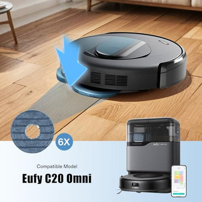 6-Pack C20 Mop Pads Compatible with Eufy Robot Vacuum Omni C20 – Washable Microfiber Mopping Cloth Refills, Reusable Replacement Pads for C20 Omni Floor Cleaner - color: 6pcs
