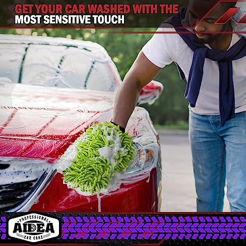 AIDEA Car Wash Mitt Microfiber-2PK, Car Wash Brush, Green, 7.12''X10.14'' - color: Green, size: 2PK-7.12''X10.14''