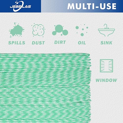 JEBBLAS Handi Wipes Reusable Cloths Dry Cleaning Cloths Dish Towel Kitchen Towel Handy Cleaning Wipes,Pack of 50, Green - color: Green